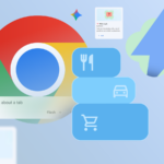 Gráfico mostrando a interface de bate-papo do Gemini aberta em uma janela do navegador Google Chrome, cercada por ícones flutuantes do Gemini Spark e um logotipo 3D do Chrome
