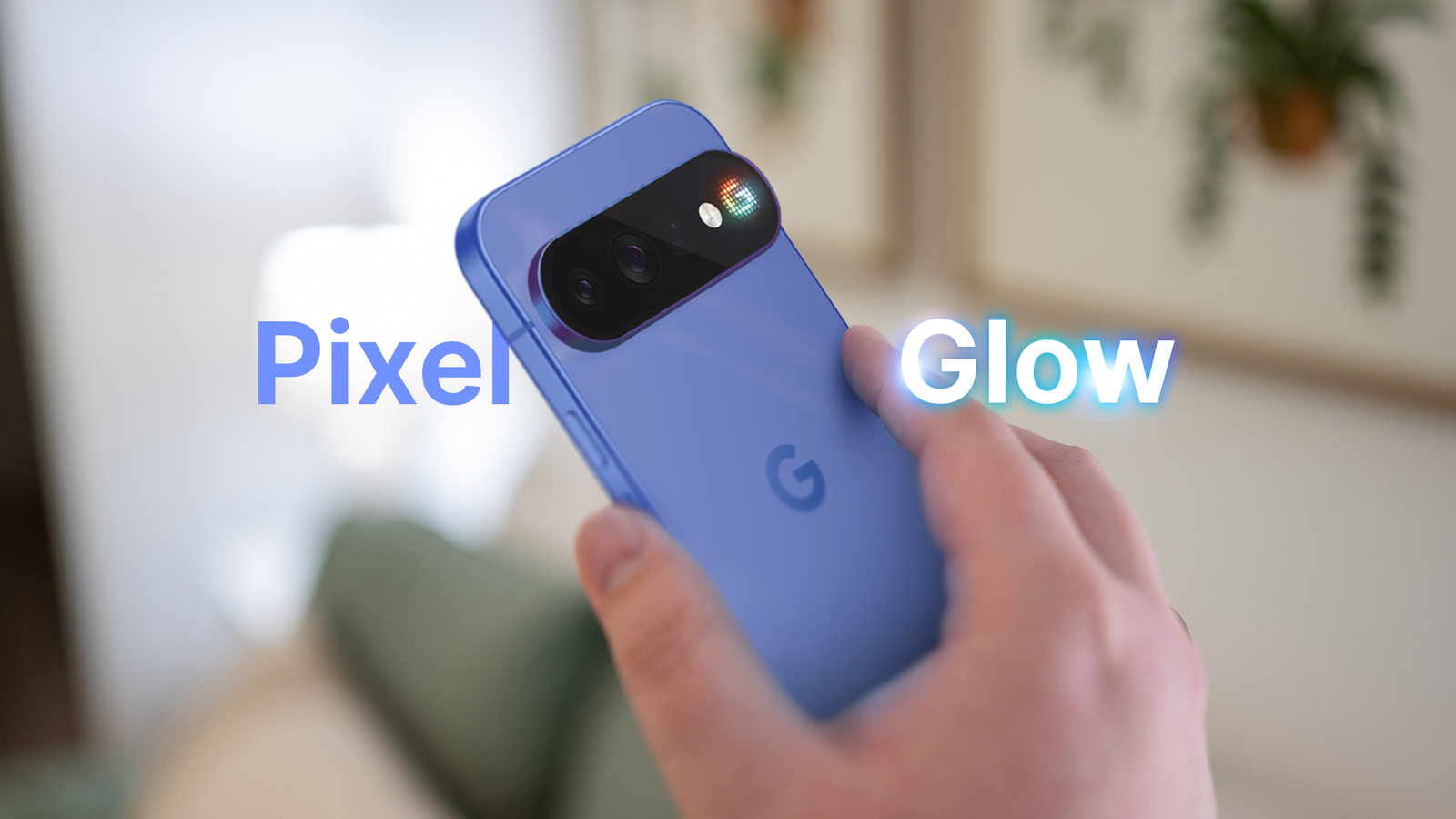 Um Google Pixel 9 Pro rosa em um fundo colorido focado na câmera.