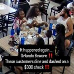 Uma família de sete pessoas aparentemente foi flagrada em imagens de vigilância comendo US$ 300 em comida antes de sair sem pagar no @ The Diner em Orlando, Flórida, no domingo.