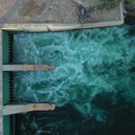 The Palo Verde Diversion Dam on the Colorado River near Ehrenberg, Arizona.