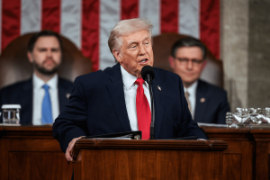 O presidente Donald Trump faz um discurso no Capitólio dos EUA enquanto Kalshi investiga supostas negociações com informações privilegiadas ligadas aos mercados de previsão do discurso de Trump.