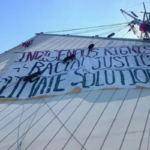 A sailboat operated by the nonprofit Hudson River Sloop Clearwater was removed from the Sail4th 250 Parade of Tall Ships in New York Harbor after displaying banners, according to the organization. (Twitter)
