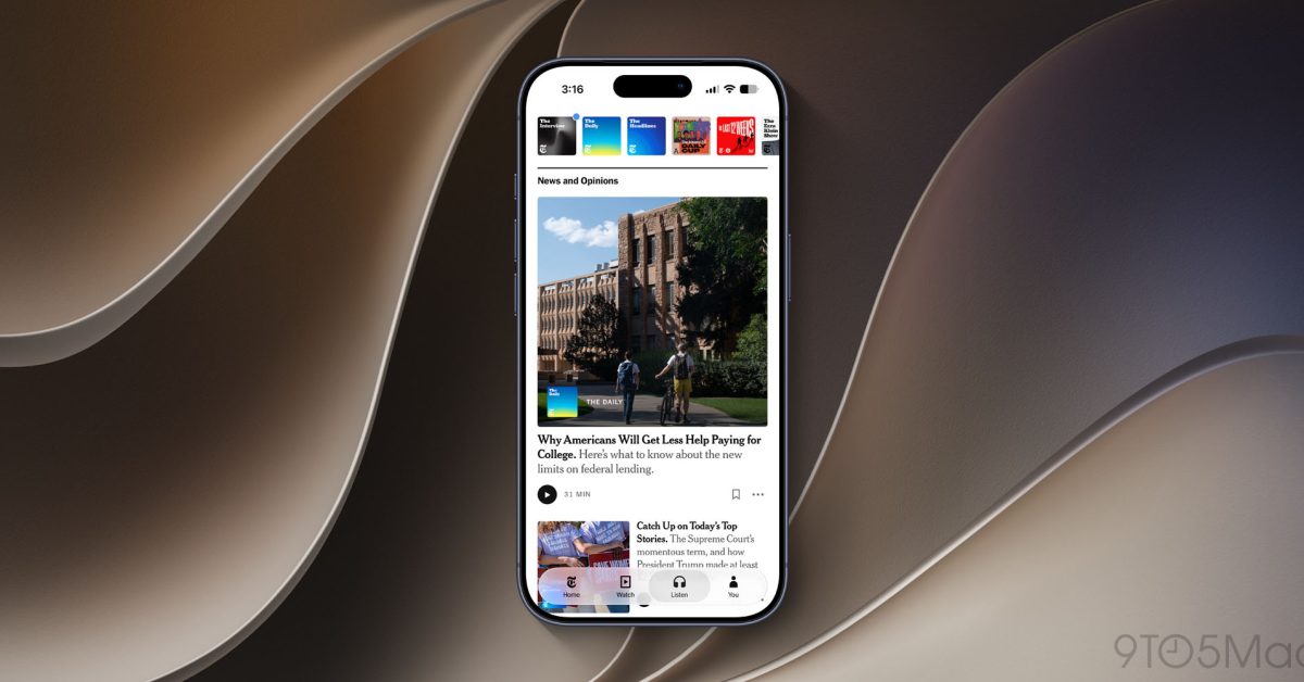O aplicativo do New York Times adota Liquid Glass no iPhone