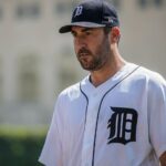 DETROIT, MI - AUGUST 20: Starting pitcher Justin Verlander #35 of the Detroit Tigers after the fifth inning against the Los Angeles Dodgers during a MLB game at Comerica Park on August 20, 2017 in Detroit, Michigan. The Tigers defeated the Dodgers 6-1. (Photo by Dave Reginek/Getty Images)