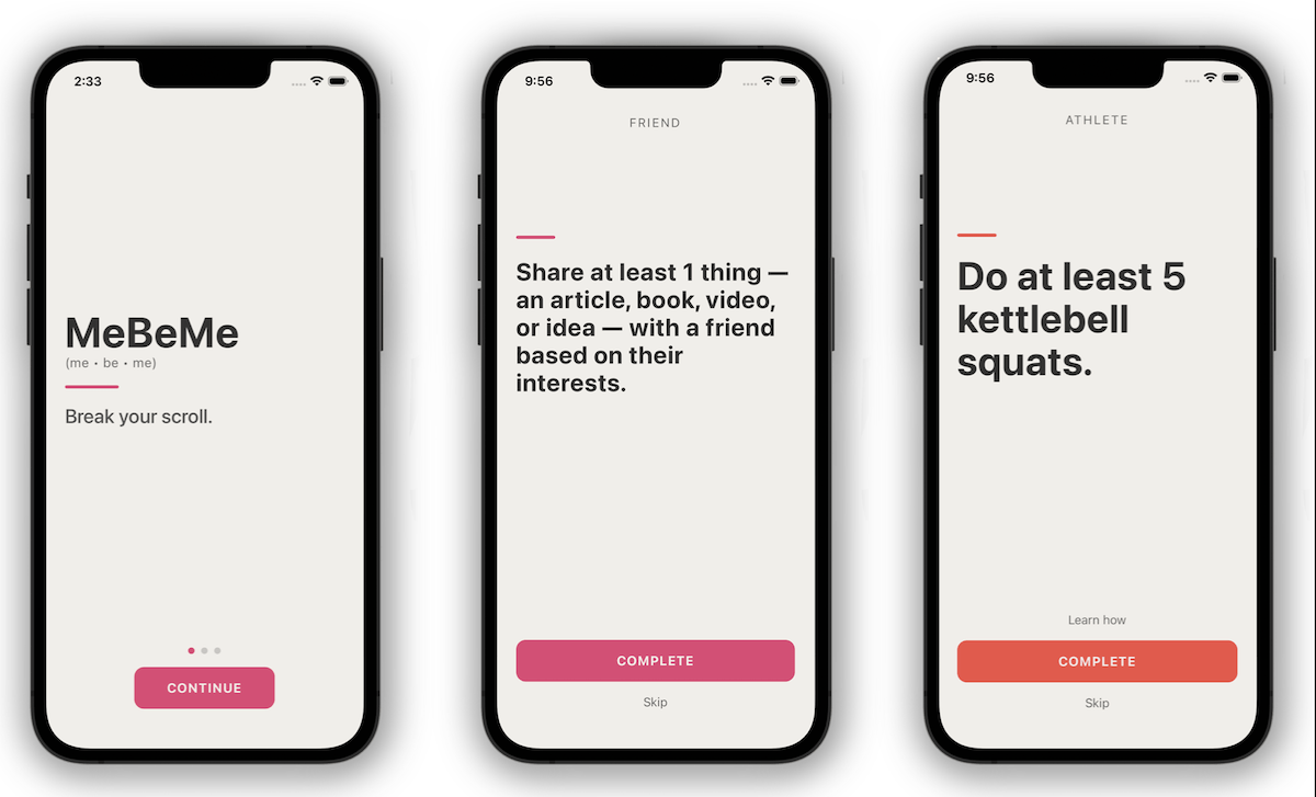 O novo aplicativo 'interruptor' do MeBeMe ajuda você a se tornar o que você tem de melhor em vez de rolar a destruição