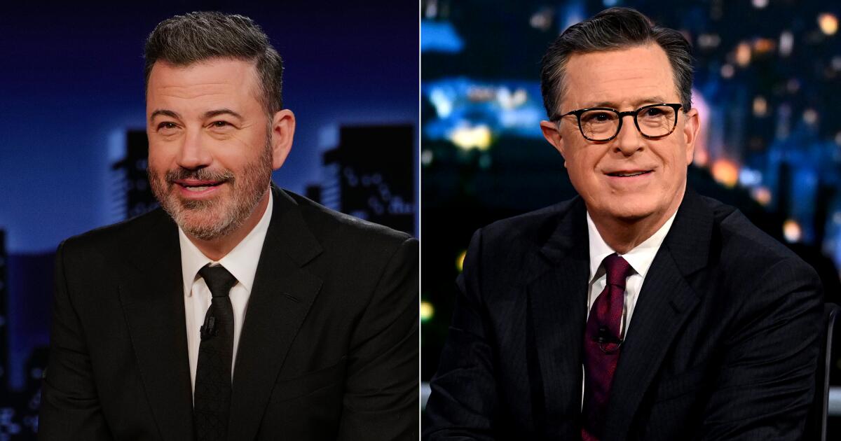 Os apresentadores da madrugada Stephen Colbert e Jimmy Kimmel recebem indicações ao Emmy