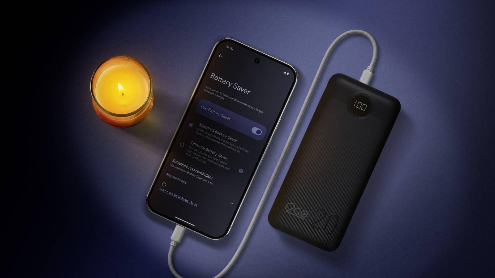 Dois smartphones Google Pixel com símbolo de aviso de bateria