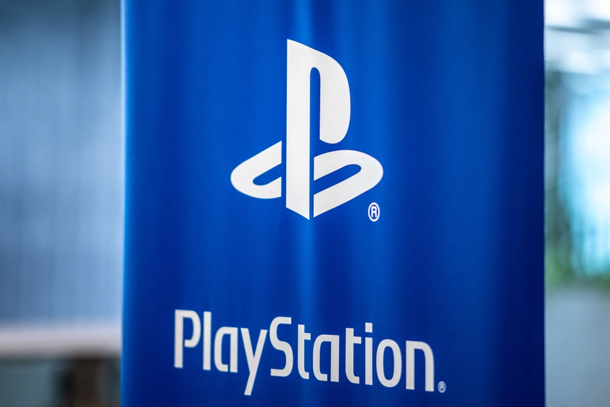 This picture taken on August 29, 2024 shows the logo for PlayStation during a media event by the Team Asobi studio at the offices Sony Interactive Entertainment in Tokyo. Team Asobi spent three years on Astro Bot, a 3D platform game featuring the new adventures of a little robot which will be released on September 6.