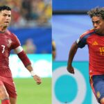 O atacante português nº 07, Cristiano Ronaldo, comemora depois de marcar o primeiro gol de seu time de pênalti durante a partida de futebol das oitavas de final da Copa do Mundo de 2026 entre Portugal e Croácia, no Estádio de Toronto, em Toronto, em 2 de julho de 2026. (Foto de Cole Burston / AFP)