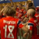 A Noruega garantiu sua vaga nas quartas de final da Copa do Mundo no domingo e comemorou loucamente no vestiário depois