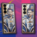 Design de Lionel Messi na parte de trás do Galaxy Z Fold 8 Ultra da Caviar