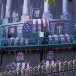 Teerã revelou um outdoor representando o presidente dos EUA, Donald Trump, e membros de sua família acima de caixões envoltos na bandeira americana na quinta-feira.