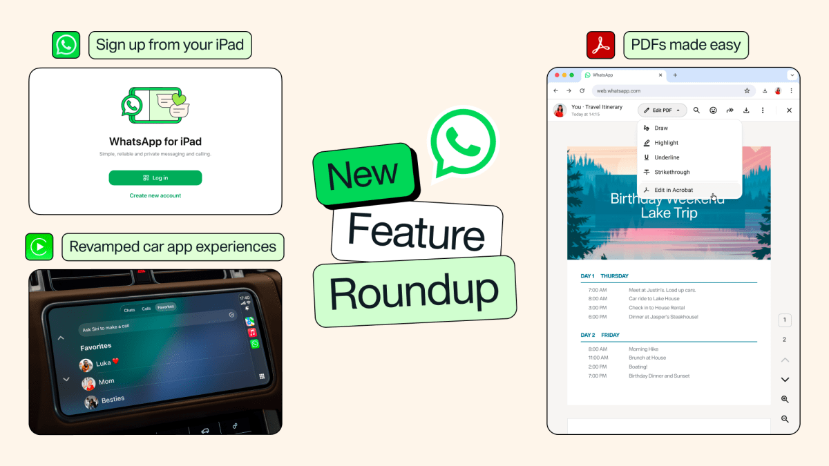 WhatsApp adiciona atualizações para Apple CarPlay e Android Auto, inscrições para iPad e muito mais